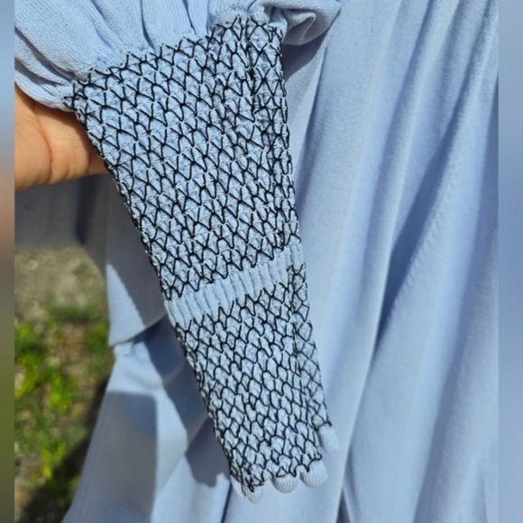 NEW- Zara Light Blue High Neck Blouse - Picture 4 of 10